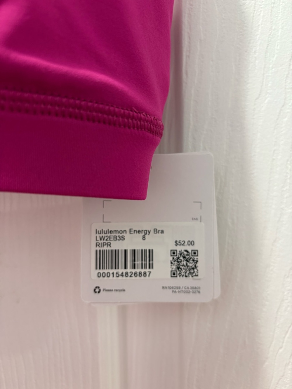 Lululemon Ripened Raspberry Energy Bra Size 8 NWT - Picture 3 of 5